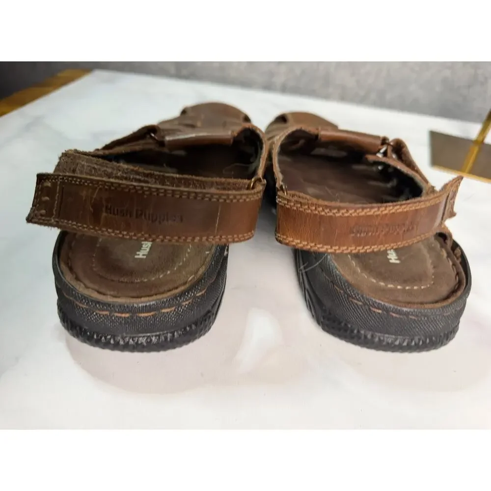 Men's, boys Brown Leather Hush Puppies Sandal EUC Size 8